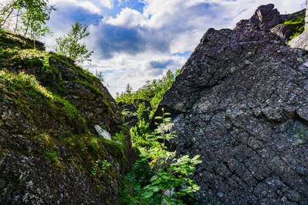 The city of Kirovsk- Murmansk region. Mountains Apatite ski resort. The Arctic region of Russia is a popular hiking trailの写真素材
