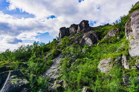 The city of Kirovsk- Murmansk region. Mountains Apatite ski resort. The Arctic region of Russia is a...