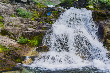 The city of Kirovsk- Murmansk region. Mountains Apatite ski resort. The Arctic region of Russia is a popular hiking trailの写真素材