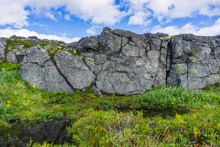 The city of Kirovsk- Murmansk region. Mountains Apatite ski resort. The Arctic region of Russia is a...