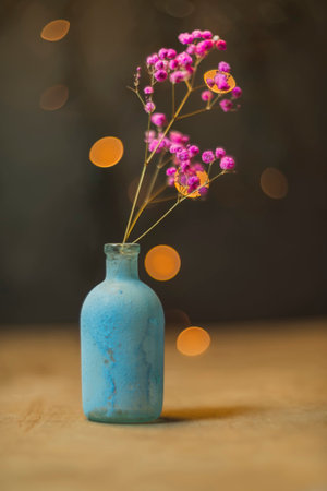 Flowers - soft focus. Bright bokeh - dark background blurの写真素材