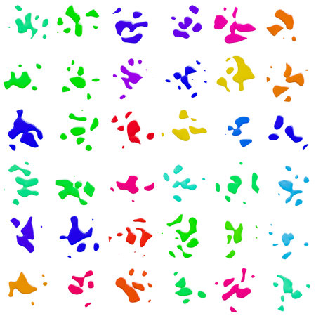 Set of colorful paint splashes isolated on white background. Illustration for your design.の写真素材