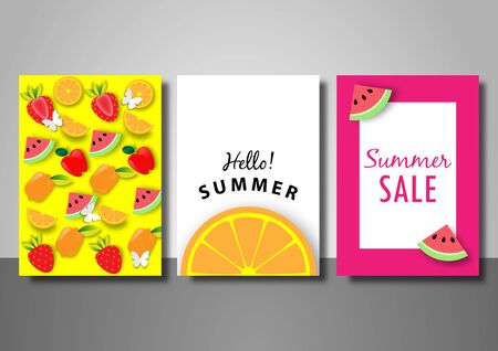 Summer sale background set vector illustration templateのイラスト素材