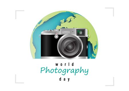 World photography day with camera retro style vectorのイラスト素材