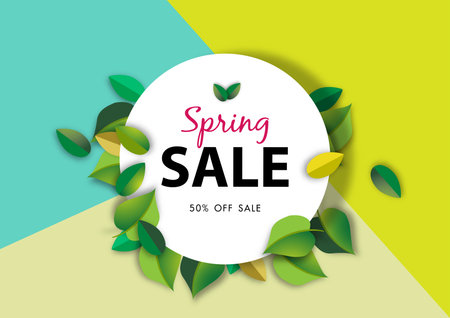 Spring sale background with beautiful flower, vector illustration templateのイラスト素材