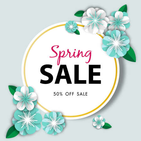Spring sale background with beautiful flower, vector illustration templateのイラスト素材