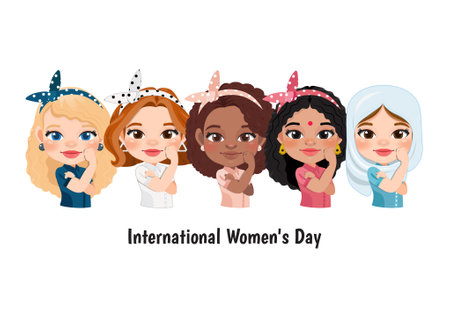 Vector illustration of International Women s Day, March 8 with an independent women on white background.のイラスト素材