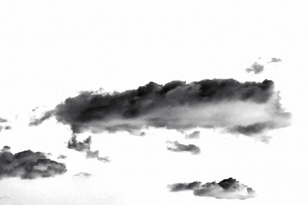 Isolated black smoke on white background. Abstract clouds.の写真素材