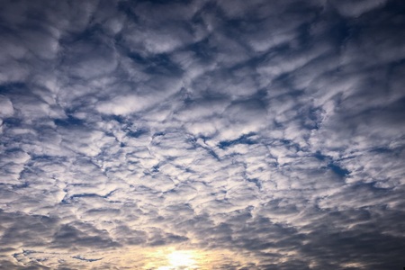 Beautiful blue sky with clouds background. Sky clouds. Sky with clouds weather nature cloud blue. Blue sky with clouds and sun.の写真素材