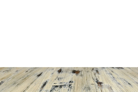 old painted washed oak wood table isolated on white background. wooden table
