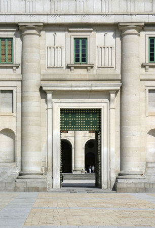 Main front door of Monastery San Lorenzo of the Escorial, Madrid, Spain