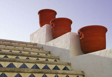 Decorative details of the garden of a ranch in Mexicoの写真素材