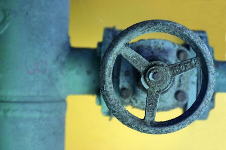 Faucets of the valves of the machinery at a coalpitの写真素材