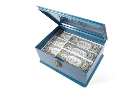 Safe with banknotes of a dollarの写真素材