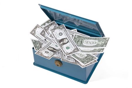 Safe with banknotes of a dollarの写真素材
