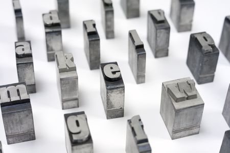 Printers blocks with alphabet. Lower case letters.の写真素材