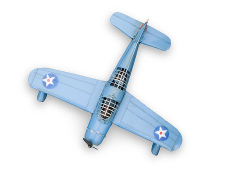 Old model fighter metal toy. Isolated on white.