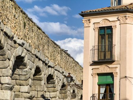 Roman aqueduct of Segovia, Spain.の写真素材