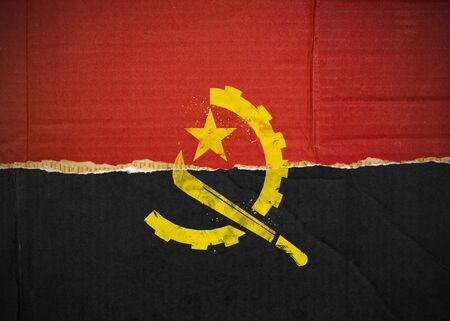Flag of Angola made with corrugated cardboardの写真素材