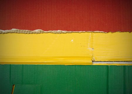 Flag of Bolivia made with corrugated cardboardの写真素材