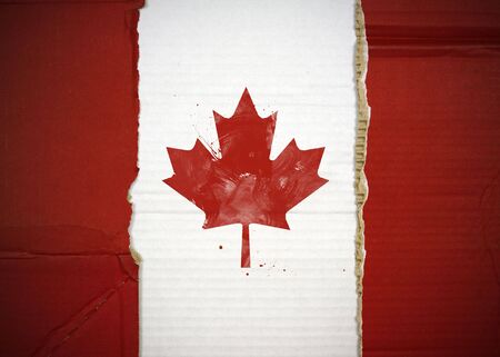 Flag of Canada  made with corrugated cardboardの写真素材