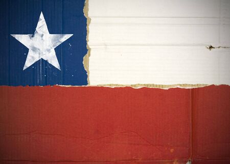 Flag of Chile  made with corrugated cardboardの写真素材