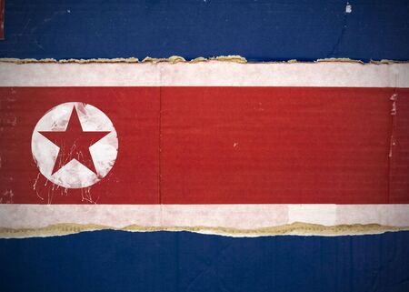 Flag of North Korea made with corrugated cardboardの写真素材