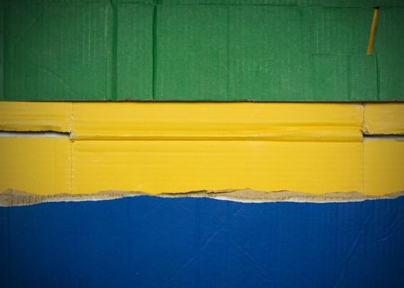 Flag of Gabon made with corrugated cardboardの写真素材