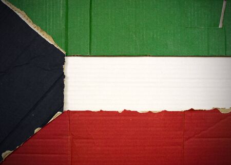 Flag of Kuwait made with corrugated cardboardの写真素材