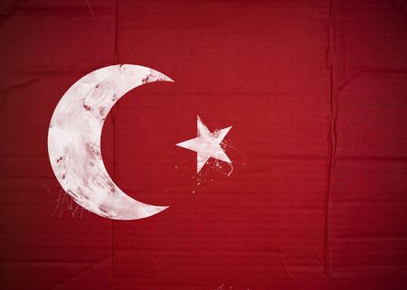 Flag of Turkey made with corrugated cardboardの写真素材