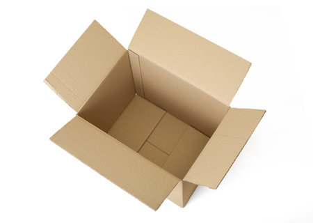 Corrugated cardboard box isolated on white background.