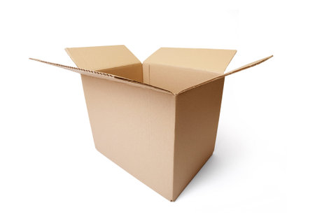 Corrugated cardboard box isolated on white background.