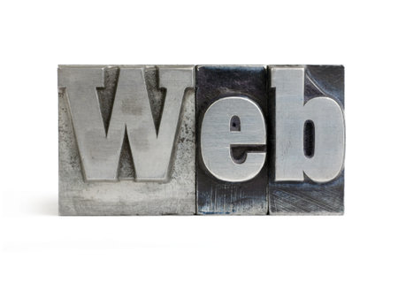 Isolated printers blocks letters forming the word web.の写真素材