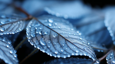 world of frosty macro photography as you get up close with delicate frost patterns adorning leaves and branches. The intricate beauty of nature's frosty artistry in high detail and close proximity.の素材