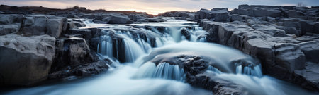long exposure photography as we unveil the ethereal flow of rivers and the cascading magic of waterfalls.  the essence of nature's poetry, frozen in time with extended exposure techniques.の素材