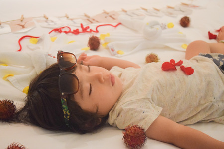sleeping happy birth day baby dreaming something sweet thingの写真素材