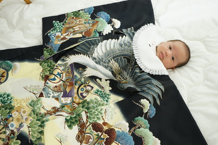 miyamairi japanese celebration for babyの写真素材