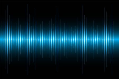 Sound waves oscillating glow blue light, Abstract technology background.のイラスト素材