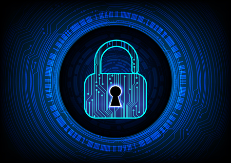 Closed Padlock illustration on a blue backgroundのイラスト素材