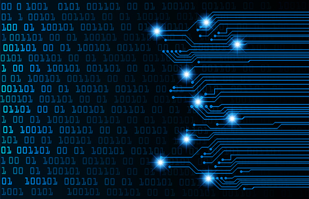 Binary circuit board future technology, blue cyber security concept background, abstract hi speed digital internet. Motion move blur.のイラスト素材