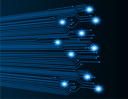 Binary circuit board future technology, blue cyber security concept background, abstract hi speed digital internet. Motion move blur.のイラスト素材