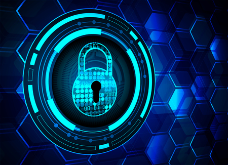 Safety concept, Closed Padlock on digital background, cyber security.のイラスト素材