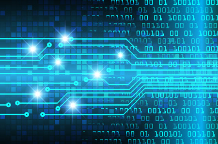 binary circuit board future technology, blue cyber security concept background, abstract hi speed digital internet.motion move blur. pixel vectorのイラスト素材