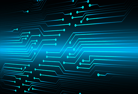 binary circuit board future technology, blue cyber security concept background, abstract hi speed digital internet.motion move blur. pixel vectorのイラスト素材