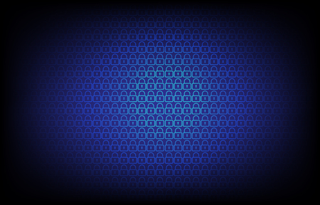 Safety concept, Closed Padlock on digital background, cyber security, Blue abstract hi speed internet technology background illustration. key vectorのイラスト素材