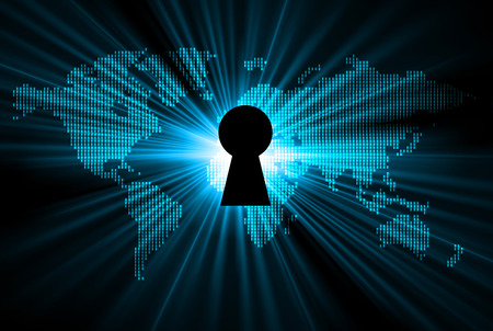 Safety concept, Closed Padlock on digital background, cyber security, Blue abstract hi speed internet technology background illustration. key vectorのイラスト素材