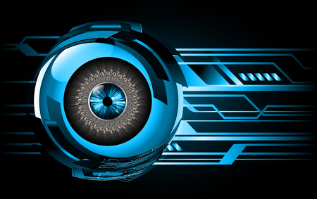 binary circuit board future technology, blue eye cyber security concept background, abstract hi speed digital internet.motion move blur. pixel vectorのイラスト素材