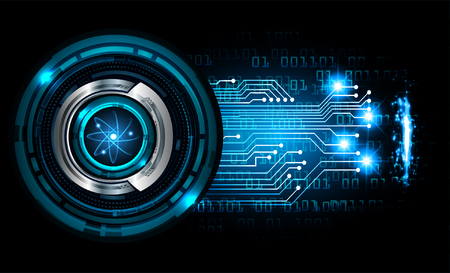 binary circuit board future technology, blue eye cyber security concept background, abstract hi speed digital internet.motion move blur. pixel vectorのイラスト素材