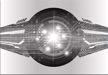 binary circuit board future technology, black eye cyber security concept background, abstract hi speed digital internet.motion move blur. pixel vectorのイラスト素材