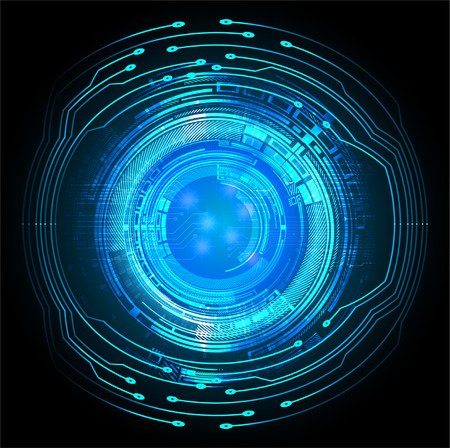 binary circuit board future technology, blue eye cyber security concept background, abstract hi speed digital internet.motion move blur. pixel vectorのイラスト素材